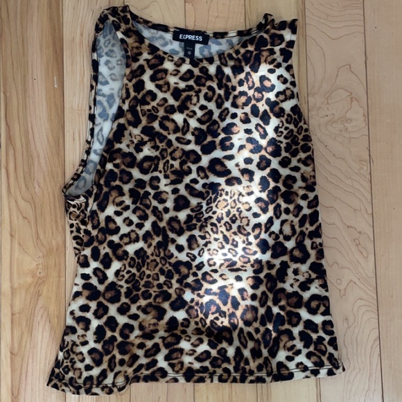 EXPRESS LEOPARD PRINT HIGH NECK TANK IN BROWN PRINT - Picture 3 of 5